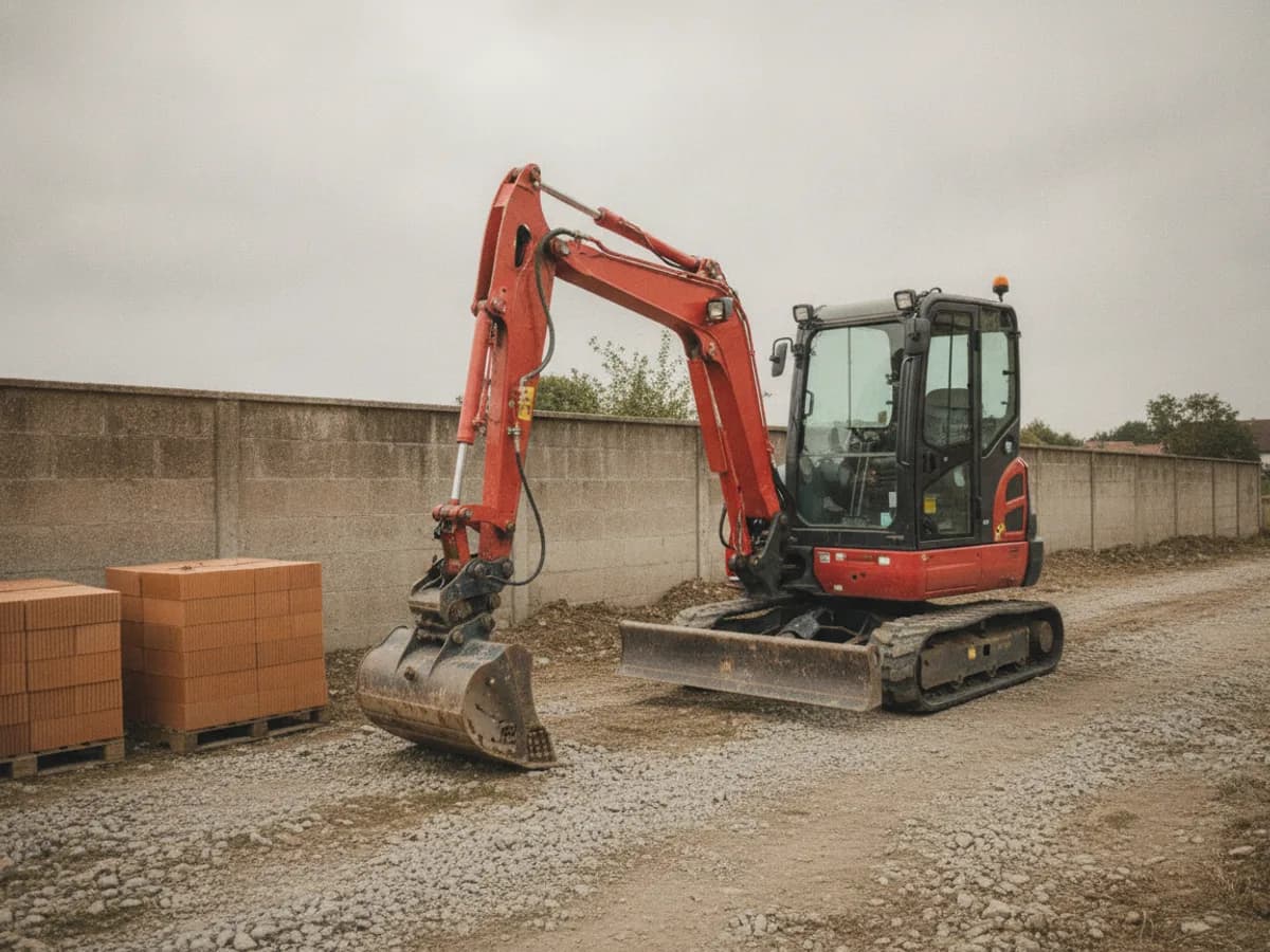 Minibagger von Allround Team Trier auf einer Baustelle